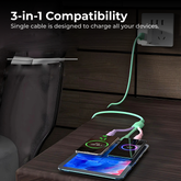 Pastel 3-in-1 Fast Charging Cable — 1.2m, 3A